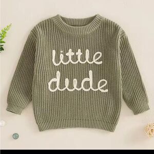 Olive Green 'Little Dude' Kids Sweater